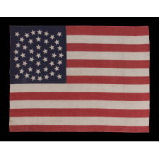 44 STARS ON A LARGE SCALE PARADE FLAG, WYOMING STATEHOOD, 1890-1896, RARE IN THIS PERIOD WITH A WREATH CONFIGURATION