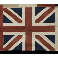 HIGHLY UNUSUAL ALLIED FORCES FLAG FROM THE LATTER HALF OF WWI (1914-1918), COMPRISED OF SIX INDIVIDUALLY PIECED-AND-SEWN FLAGS OF THE MAJOR ALLIED NATIONS: AMERICA, ITALY, BELGIUM, FRANCE, BRITAIN, AND JAPAN