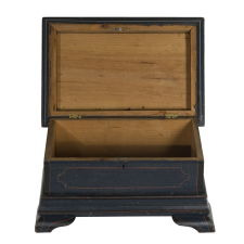 PAINT-DECORATED, PENNSYLVANIA DOCUMENT BOX WITH ELABORATE MOLDINGS AND OGEE BRACKET FEET, 1830-50