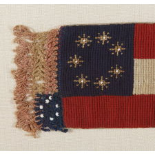 CONFEDERATE 1st NATIONAL (STARS & BARS) PATTERN NEEDLEWORK BOOK MARK / BIBLE FLAG WITH 7 STARS AND EXTRAORDINARY FOLK QUALITIES, 1861