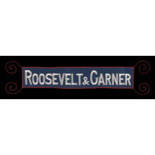 "ROOSEVELT & GARNER", AN EMBROIDERED ARMBAND SUPPORTING THE 1932 DEMOCRAT PRESIDENTIAL TICKET AND THE REPEAL OF PROHIBITION
