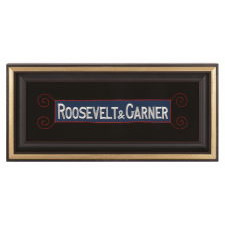 "ROOSEVELT & GARNER", AN EMBROIDERED ARMBAND SUPPORTING THE 1932 DEMOCRAT PRESIDENTIAL TICKET AND THE REPEAL OF PROHIBITION
