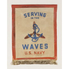 SERVING IN THE WAVES: AN EXTREMELY RARE WWII SERVICE BANNER FOR A WOMAN IN THE U.S. NAVY RESERVES