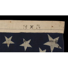 38 STARS ON AN EXTRAORDINARY ANTIQUE FLAG MADE FOR THE 1876 CENTENNIAL EXPOSITION, LIKELY BY THE HORSTMANN COMPANY IN PHILADELPHIA, WITH AN EXTREMELY RARE FORM OF THE MEDALLION CONFIGURATION THAT BEARS AN ELLIPSE OF 6 STARS IN THE CENTER AND A LARGE STAR IN EACH CORNER; REFLECTS COLORADO STATEHOOD