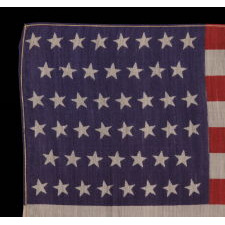46 STARS IN CANTED ROWS ON AN ANTIQUE AMERICAN PARADE FLAG MADE OF SILK, 1907-1912, OKLAHOMA STATEHOOD