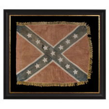 CONFEDERATE SOUTHERN CROSS “BATTLE FLAG”, AN UNUSUAL AND GRAPHICALLY PLEASING EXAMPLE, MADE OF SATIN SILK AND DATING TO THE PERIOD BETWEEN 1890 AND 1920