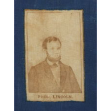 EXTRAORDINARILY RARE ABRAHAM LINCOLN KERCHIEF WITH CARTES DE VISITE PHOTO IMAGES OF THE PRESIDENT AND FOUR OF HIS GENERALS, 1861-62