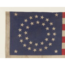 35 STARS IN A DOUBLE WREATH PATTERN ON A CIVIL WAR VETERAN'S FLAG WITH OVERPRINTED BATTLE HONORS OF THE NEW YORK 71ST VOLUNTEER INFANTRY