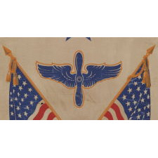 WWII SON-IN-SERVICE BANNER FOR A SERVICEMAN IN THE U.S. ARMY AIR FORCES, WHICH WOULD SOON AFTER BREAK OFF FROM THE ARMY TO BECOME ITS OWN BRANCH, LARGE IN SCALE AMONG SERVICE BANNER OF THIS ERA, GRAPHIC, AND EXTREMELY SCARCE