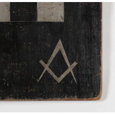 PAINTED CHECKERBOARD WITH MASONIC DECORATION, CA 1830-50
