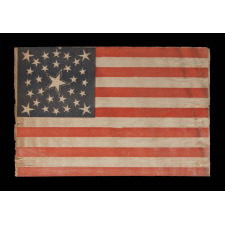 30 STARS ON AN ANTIQUE AMERICAN FLAG OF THE PRE-CIVIL WAR ERA, RARE AND BEAUTIFUL, WITH A MEDALLION CONFIGURATION THAT FEATURES A HALOED CENTER STAR, WISCONSIN STATEHOOD, 1848-1850