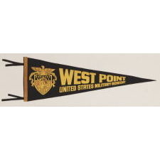 WEST POINT PENNANT WITH STRIKING GRAPHICS AND COLORATION, WWII ERA (U.S. INVOLVEMENT 1941-45) OR JUST AFTER, circa 1940-1950's
