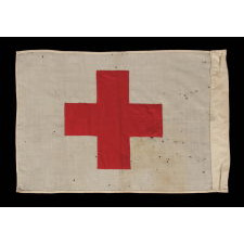 AMERICAN RED CROSS FLAG, WWII (U.S. INVOLVEMENT 1941-45), SIGNED "PHILADELPHIA QUARTERMASTER DEPOT, DATED AUGUST 1st, 1942