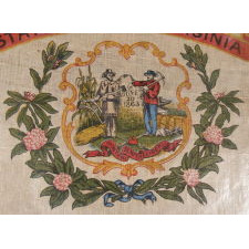 WEST VIRGINIA STATE PARADE FLAG, CA 1929 OR PERHAPS PRIOR, A RARE AND BEAUTIFUL EXAMPLE