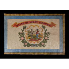 WEST VIRGINIA STATE PARADE FLAG, CA 1929 OR PERHAPS PRIOR, A RARE AND BEAUTIFUL EXAMPLE