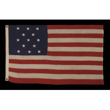 13 STARS ARRANGED IN A 3-2-3-2-3 PATTERN, ON A SMALL-SCALE ANTIQUE AMERICAN FLAG OF THE 1895-1926 ERA