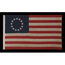 13 STARS IN THE BETSY ROSS PATTERN, A SCARCE SEWN EXAMPLE IN A DESIRABLE SMALL SCALE, 1900-1930:
