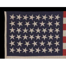 46 STARS WITH VARIED STAR POSITIONING ON AN ANTIQUE AMERICAN FLAG, 1907-1912, REFLECTS OKLAHOMA STATEHOOD