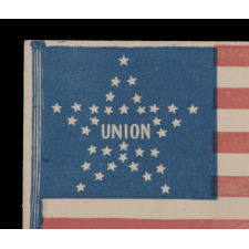 34 STAR AMERICAN FLAG COVER WITH A GREAT STAR PATTERN SURROUNDING THE WORD "UNION," OPENING YEARS OF THE CIVIL WAR, 1861-63, KANSAS STATEHOOD