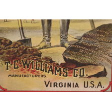“WELCOME NUGGET” BRAND TOBBACCO CADDY LABEL WITH MINING SCENE, CA 1880