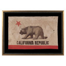 ANTIQUE CALIFORNIA "BEAR" FLAG WITH A 1912 INSCRIPTION, JUST ONE YEAR AFTER THE DESIGN WAS OFFICIALLY ADOPTED AS THE STATE FLAG, AND THE EARLIEST DATED EXAMPLE THAT I HAVE EVER HAD THE OPPORTUNITY TO ACQUIRE, SIGNED “D & M Co”