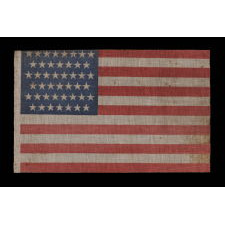 45 STARS ON AN ANTIQUE AMERICAN PARADE FLAG OF THE 1896-1908 PERIOD, SPANISH-AMERICAN WAR ERA, REFLECTS UTAH STATEHOOD