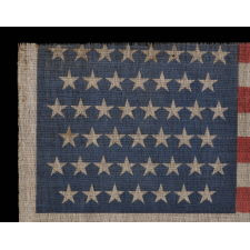 45 STARS ON AN ANTIQUE AMERICAN PARADE FLAG OF THE 1896-1908 PERIOD, SPANISH-AMERICAN WAR ERA, REFLECTS UTAH STATEHOOD