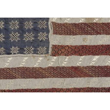 48 STARS THAT RESEMBLE SNOWFLAKES ON AN EXTRAORDINARY NEEDLEWORK FLAG MADE IN THE NEAR EAST FOR AN AMERICAN CITIZEN, 1912-1918 or POSSIBLY PRIOR
