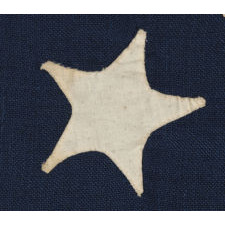 13 STARS IN THE CIRCULAR WREATH PATTERN OFTEN ATTRIBUTED TO BETSY ROSS, MADE DURING THE 1890'S,ONE OF THE EARLIEST EXAMPLES I'VE EVER ENCOUNTERED WITH PIECED-AND-SEWN CONSTRUCTION AND HAND-SEWN, APPLIQUÉD STARS