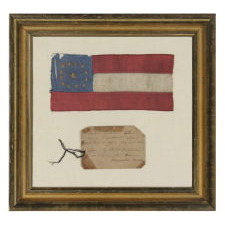 CONFEDERATE FIRST NATIONAL PATTERN BIBLE FLAG WITH 13 EMBROIDERED STARS, CAPTURED IN NEW ORLEANS AT SOMETHING CALLED THE "BATTLE OF THE HANDKERCHIEFS," BY MAJOR FREDERICK GREEN STILES OF THE 42nd MASSACHUSETTS INFANTRY, FEB. 20th, 1863