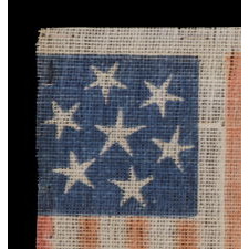CONFEDERATE SYMPATHIZER PARADE FLAG WITH 7 GRAPHICALLY WHIMSICAL STARS THAT REFLECT THE INITIAL WAVE OF 7 STATES SECEDED FROM THE UNION, A WAR-PERIOD EXAMPLE, 1861