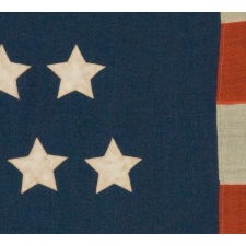 42 STARS IN AN HOURGLASS PATTERN ON AN ANTIQUE AMERICAN FLAG, AN UNOFFICIAL STAR COUNT, WASHINGTON STATEHOOD, 1889-90