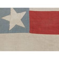 37 STARS IN 4 DIFFERENT SIZES, ARRANGED IN A RARE VARIATION OF A DOUBLE-WREATH CONFIGURATION, ON A POWDER BLUE CANTON, 1867-1876, NEBRASKA STATEHOOD