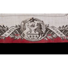 PRINTED COTTON KERCHIEF GLORIFYING THE DECLARATION OF INDEPENDENCE, WITH TEXT AND REPRODUCED SIGNATURES, MADE FOR THE 1876 CENTENNIAL INTERNATIONAL EXPOSITION