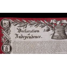 PRINTED COTTON KERCHIEF GLORIFYING THE DECLARATION OF INDEPENDENCE, WITH TEXT AND REPRODUCED SIGNATURES, MADE FOR THE 1876 CENTENNIAL INTERNATIONAL EXPOSITION