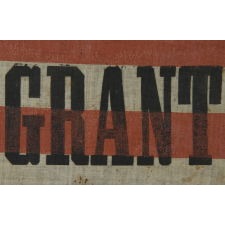 36 STARS, MADE FOR THE 1868 PRESIDENTIAL CAMPAIGN OF ULYSSES S. GRANT & SCHUYLER COLFAX, UNIQUE AMONG KNOWN EXAMPLES, IN A BOLD LARGE SIZE, WITH ATTRACTIVE WESTERN LETTERS AND THE INTERESTING INCLUSION OF AN EXCLAMATION POINT