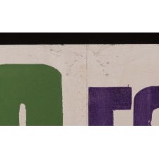 VOTES FOR WOMEN BANNER IN PURPLE AND GREEN, WITH EXCEPTIONAL SCALE, MADE IN HARTFORD, CONNECTICUT, PROBABLY FOR THE WOMEN'S POLITICAL UNION OF NEW YORK, CONNECTICUT, AND NEW JERSEY, ORGANIZED BY CARRIE STANTON'S DAUGHTER, HARRIOT EATON STANTON BLATCH, 1910-1915