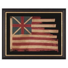 1890-1910 ERA EXAMPLE OF THE “GRAND UNION," THE FIRST NATIONAL FLAG OF AMERICA WHEN STILL A BRITISH COLONY; ONE OF JUST A HANDFUL OF EARLY EXAMPLES THAT SURVIVE IN THIS RARE DESIGN