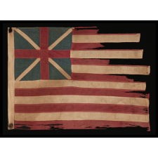 1890-1910 ERA EXAMPLE OF THE “GRAND UNION," THE FIRST NATIONAL FLAG OF AMERICA WHEN STILL A BRITISH COLONY; ONE OF JUST A HANDFUL OF EARLY EXAMPLES THAT SURVIVE IN THIS RARE DESIGN