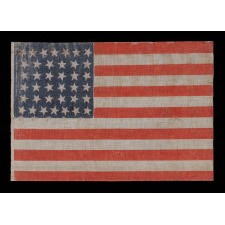38 STAR ANTIQUE AMERICAN FLAG WITH SCATTERED STAR POSITIONING MADE DURING THE PERIOD WHEN COLORADO WAS THE MOST RECENT STATE ADDED TO THE UNION, 1876-1889