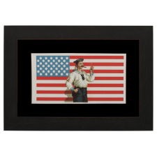 CIGAR BOX LABEL WITH IMAGE OF A 42-STAR AMERICAN FLAG WITH SIX-POINTED STARS AND IT'S BLUE CANTON RESTING ON THE WAR STRIPE, AND AN IMAGE OF A SAILOR LIGHTING A CIGAR, 1889-1920