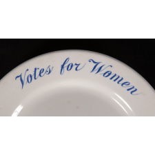 IRONSTONE DINNER PLATE WITH "VOTES FOR WOMEN" TEXT, MADE JOHN MADDOCK & SONS FOR SUFFRAGIST ALVA BELMONT FOR MARBLE HOUSE, HER FAMOUS ESTATE IN NEWPORT, RHODE ISLAND, Circa 1914