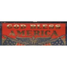 UNUSUAL, PRINTED FOIL WINDOW BANNER WITH STRIKING COLOR, A PORTRAIT OF FRANKLIN ROOSEVELT AND "GOD BLESS AMERICA" TEXT, MADE FOR THE 1940 PRESIDENTIAL CAMPAIGN