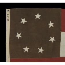 FIRST NATIONAL PATTERN CONFEDERATE FLAG OF THE REUNION ERA, IN THE ORIGINAL, OFFICIAL DESIGN, WITH A CIRCULAR WREATH OF 7 STARS, ca 1910-1930