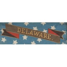 HAND-PAINTED PATRIOTIC BANNER WITH THE SEAL OF THE STATE OF DELAWARE AND GREAT FOLK QUALITIES, PROBABLY MADE FOR THE 1868 DEMOCRAT NATIONAL CONVENTION IN NEW YORK CITY