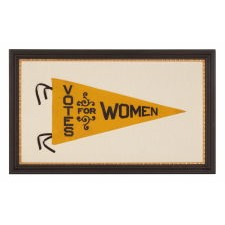 TRIANGULAR FELT SUFFRAGETTE PENNANT WITH AN INTERESTING DESIGN AND TEXT THAT READS: "VOTES FOR WOMEN", IN AN EXCEPTIONAL STATE OF PRESERVATION, CA 1910-1920