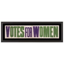 EXCEPTIONAL, LARGE, VOTES FOR WOMEN BANNER IN VIOLET AND GREEN, MADE IN HARTFORD, CONNECTICUT, PROBABLY FOR THE WOMEN'S POLITICAL UNION OF NEW YORK, CONNECTICUT, AND NEW JERSEY, ORGANIZED BY CARRIE STANTON'S DAUGHTER, HARRIOT EATON STANTON BLATCH, 1910-1915