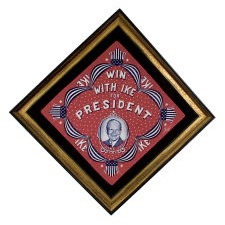 PORTRAIT STYLE KERCHIEF FROM THE 1952 PRESIDENTIAL CAMPAIGN OF REPUBLICAN IKE EISENHOWER, FORMER SUPREME COMMANDER OF ALLIED FORCES IN EUROPE DURING WWII (NATO)