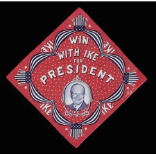PORTRAIT STYLE KERCHIEF FROM THE 1952 PRESIDENTIAL CAMPAIGN OF REPUBLICAN IKE EISENHOWER, FORMER SUPREME COMMANDER OF ALLIED FORCES IN EUROPE DURING WWII (NATO)