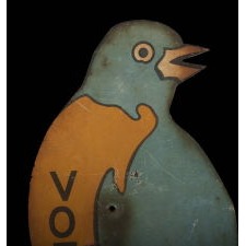 MASSACHUSETTS "BLUE BIRD" VOTES FOR WOMEN SIGN, MADE FOR THE EASTERN CAMPAIGN IN 1915